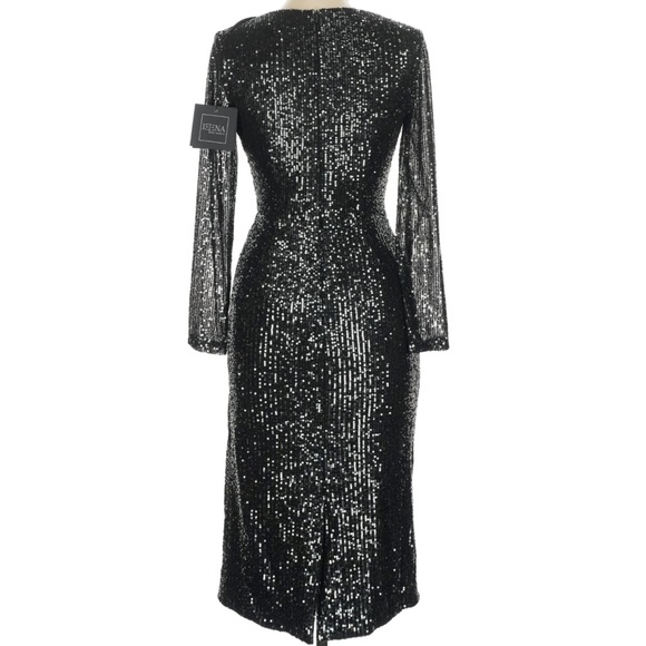 Mac Duggal Black Sequin Long Sleeve Dress 26940 NWT - Picture 4 of 10
